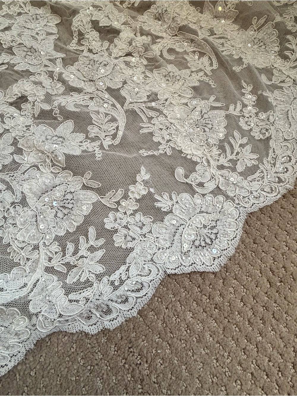 Strapless Lace A-Line Wedding Gown in Ivory - Picture 5 of 16
